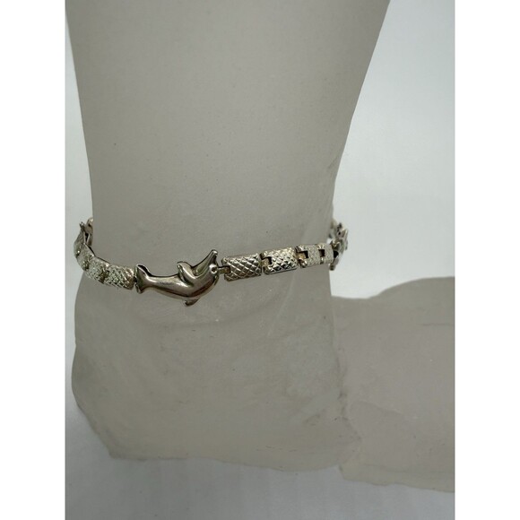 Vintage Sterling Silver Dolphin Link Chain Bracelet Made in Italy, 90s Y2K Style